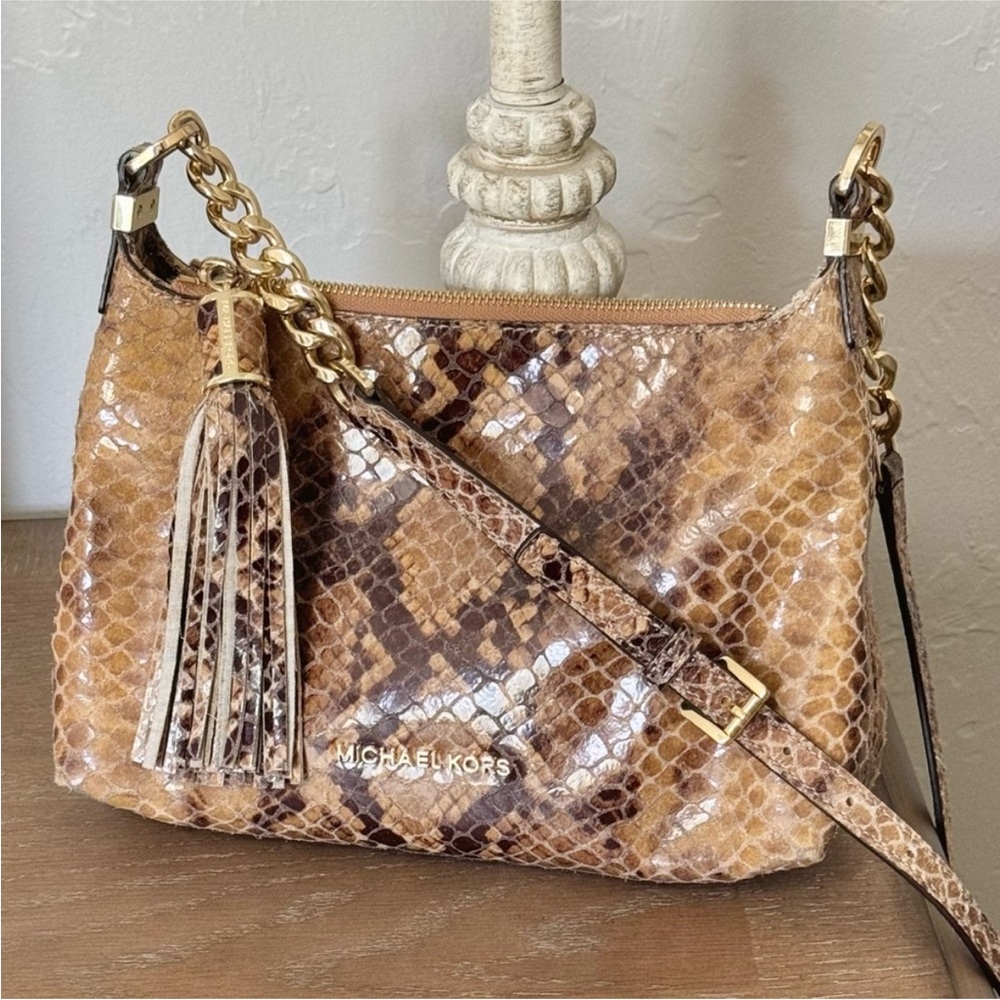 Michael Kors Leather Snakeskin Crossbody Bag Authentic Rare - Picture 4 of 9